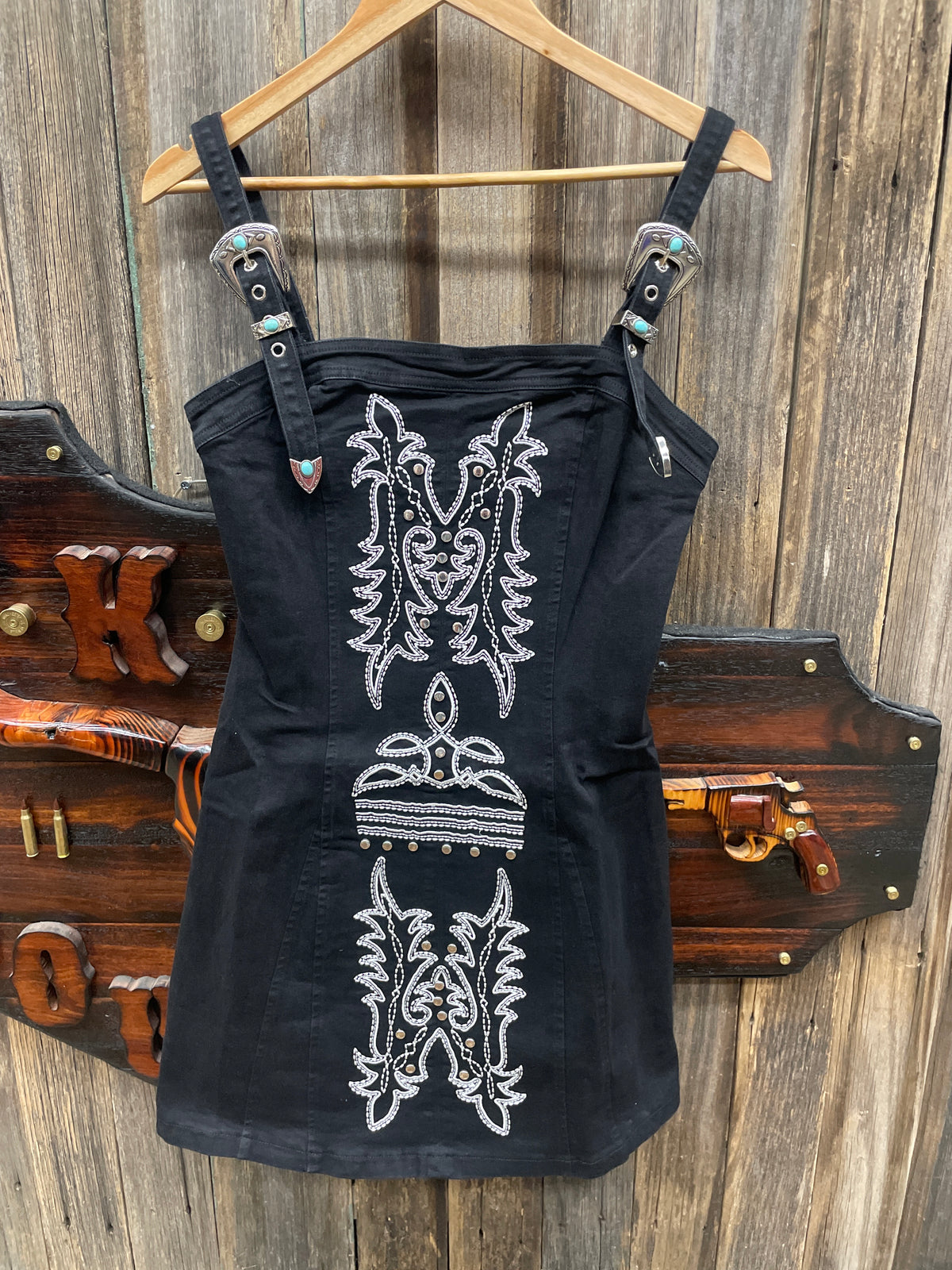 LB Womens Black Bootstich Buckle Stretch Dress