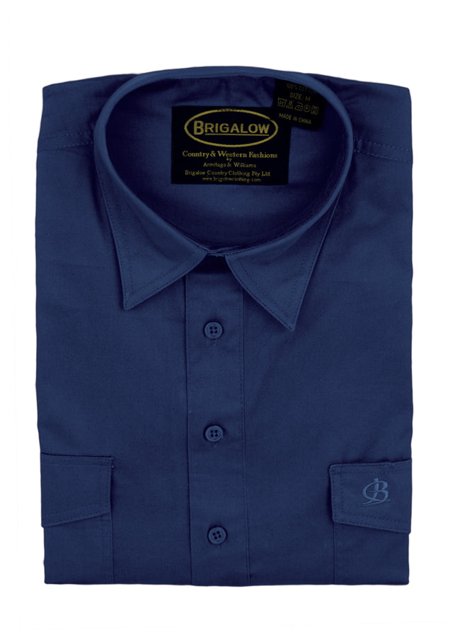 Brigalow Mens Half Button Shirt Navy