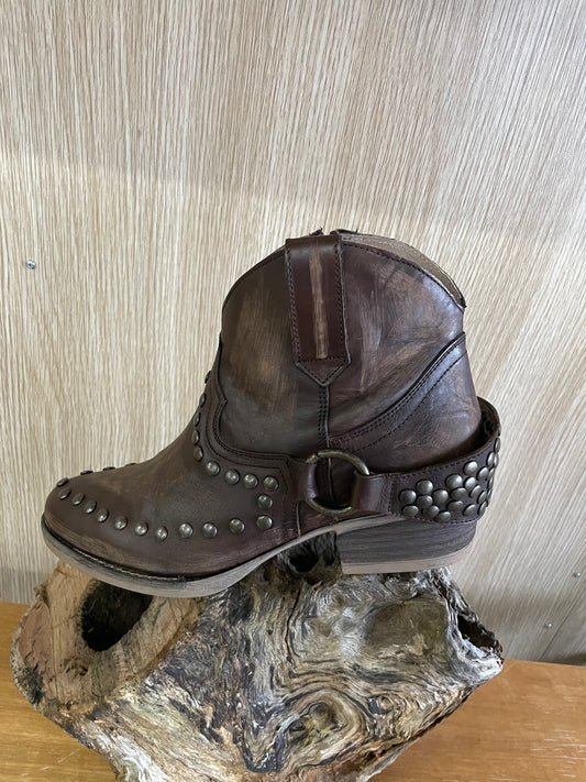 Circle G - Mocha Harness Stud Womens Ankle Boot