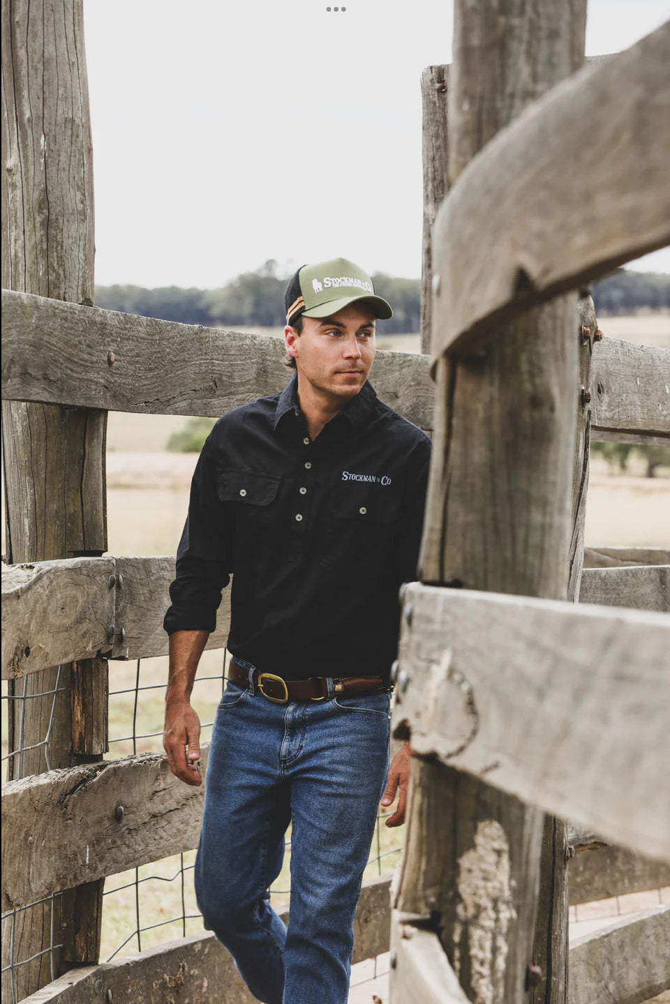 STOCKMAN N CO - MEN’S QUILPIE HALF BUTTON SHIRT