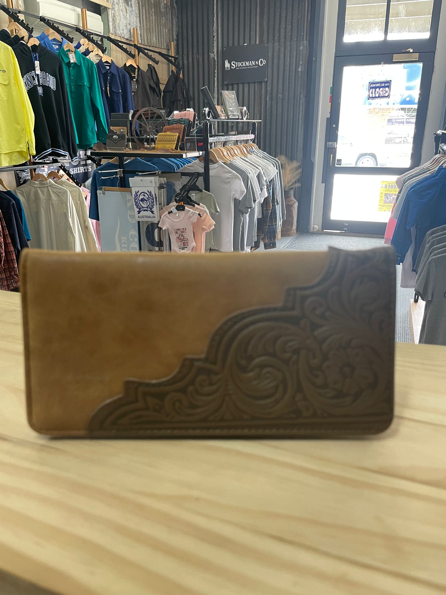 Montana West - Mens Wallet Dark Brown Tooled