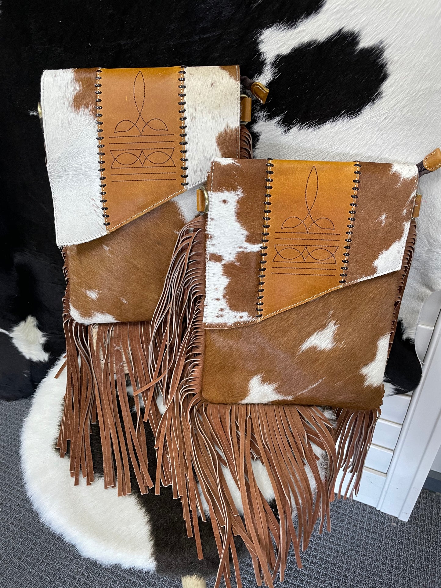 Cowhide and Boot Stitch Bag