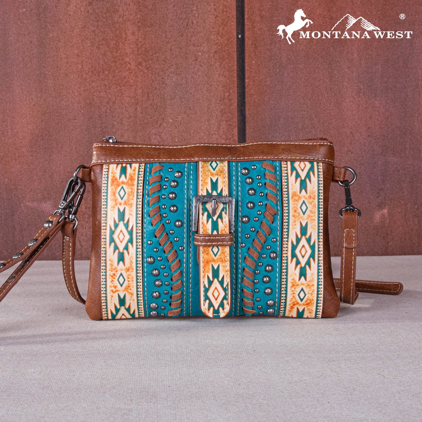 Montana West Aztec Buckle Clutch