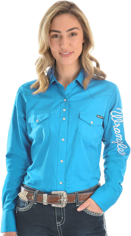 WRANGLER - Womens Logo Shirt Aqua