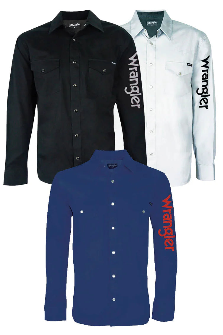 WRANGLER Mens Logo Shirt Navy