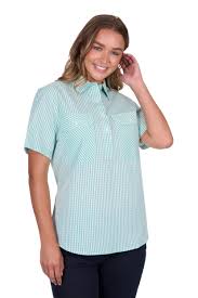 HARDSLOG Grace Half Button Short Sleeve Womens Shirt