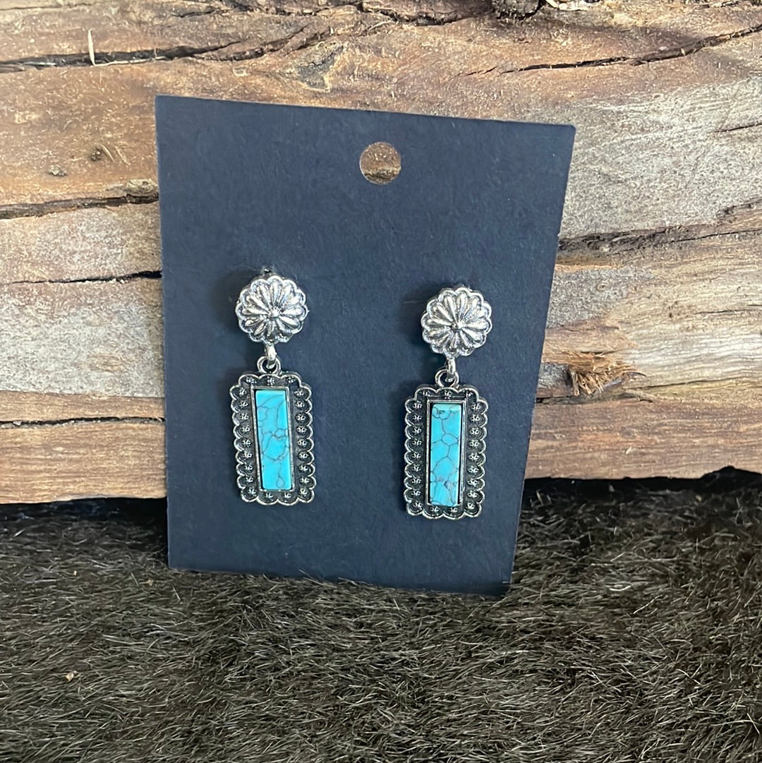 Earrings - Turquoise Rectangle 23