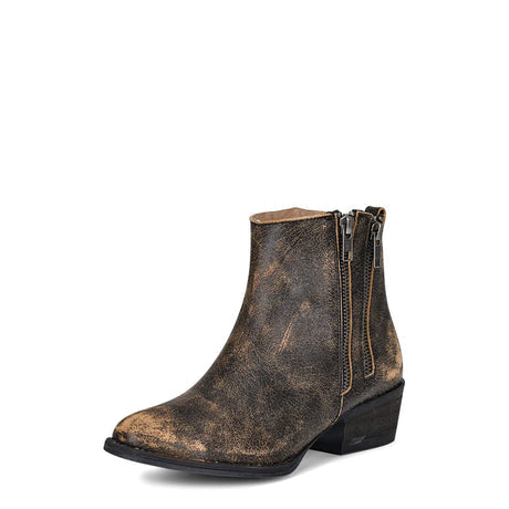 Circle G - Black Distressed Double Zipper Ankle Boot