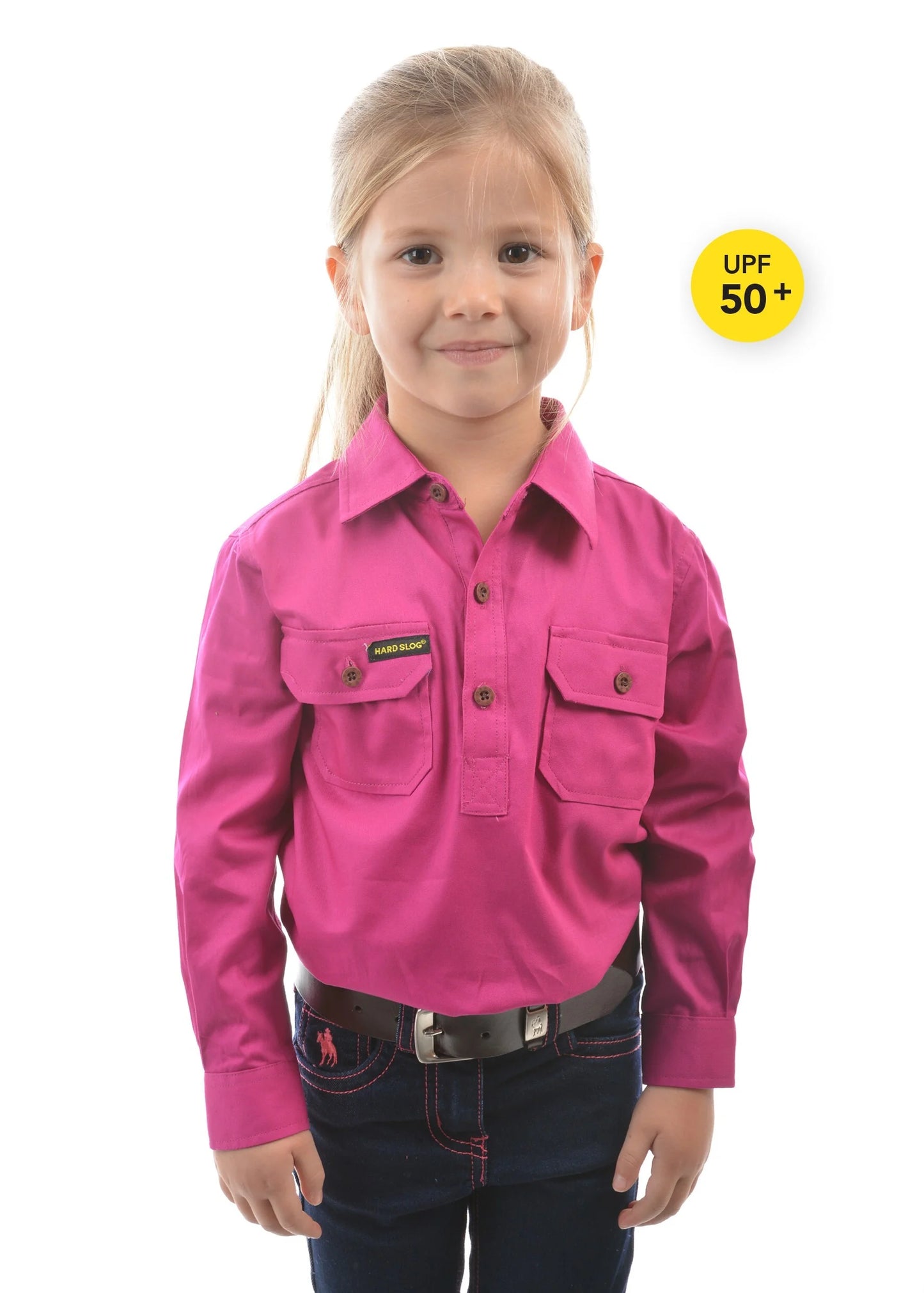 HARDSLOG Half Button Shirt Fuschia