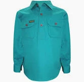 HARDSLOG - Kids Half Button Shirts Turquoise