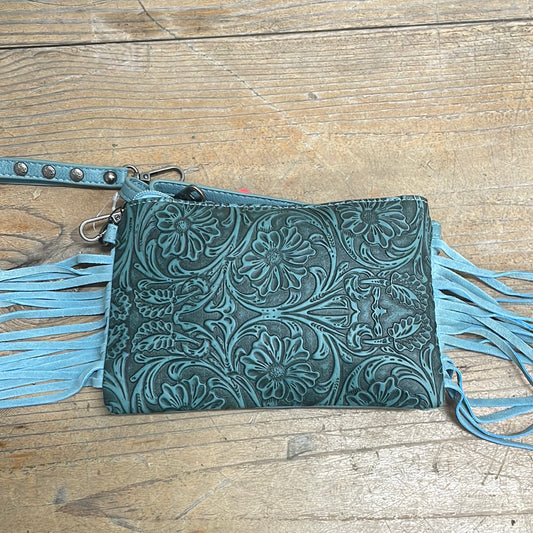 Montana West Tooled Clutch/Crossbody Green