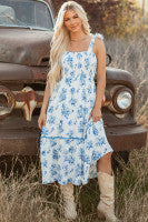 Blue Floral Print Dress