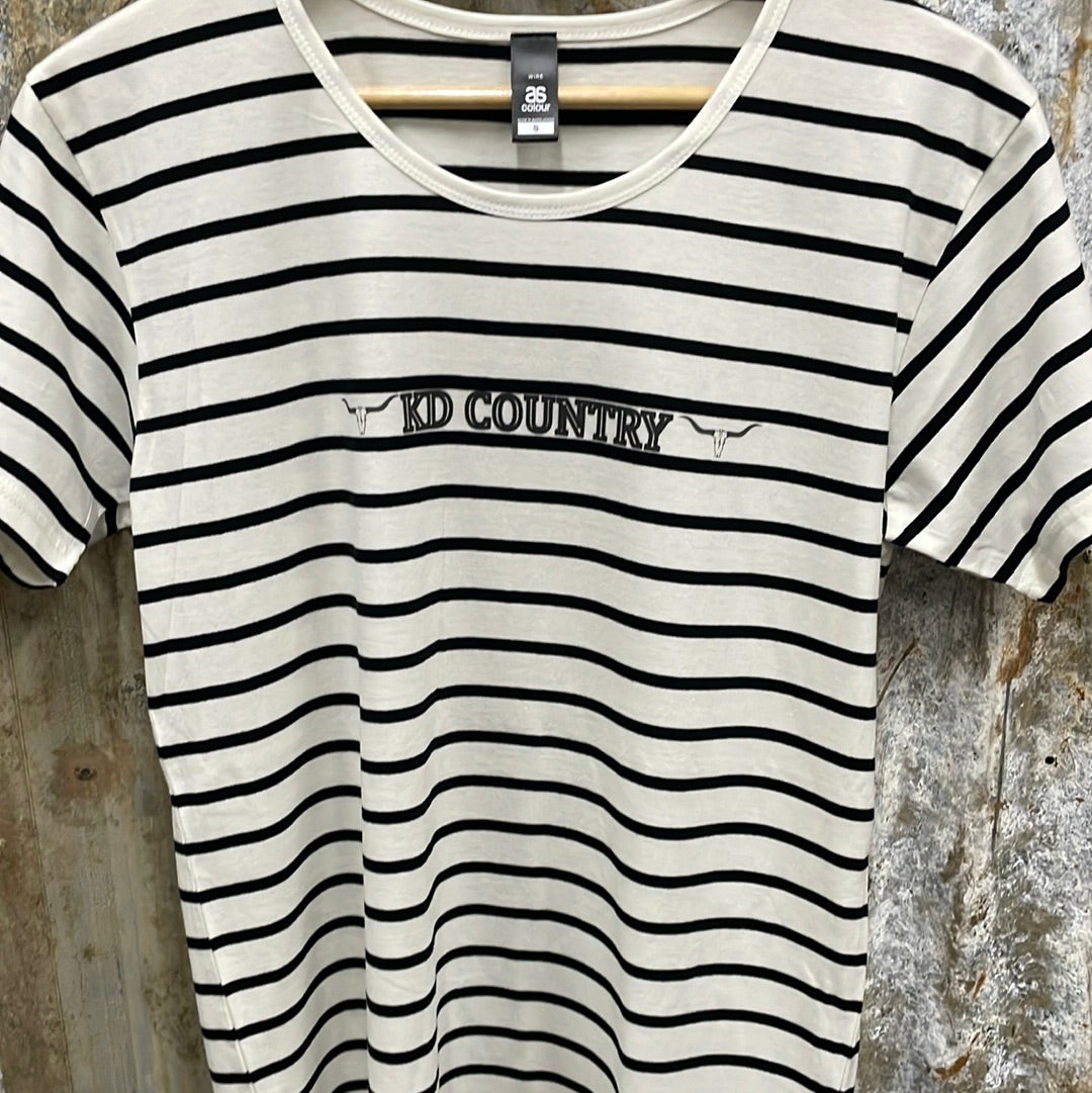 KD Country - T-Shirt Striped Black White ADULT
