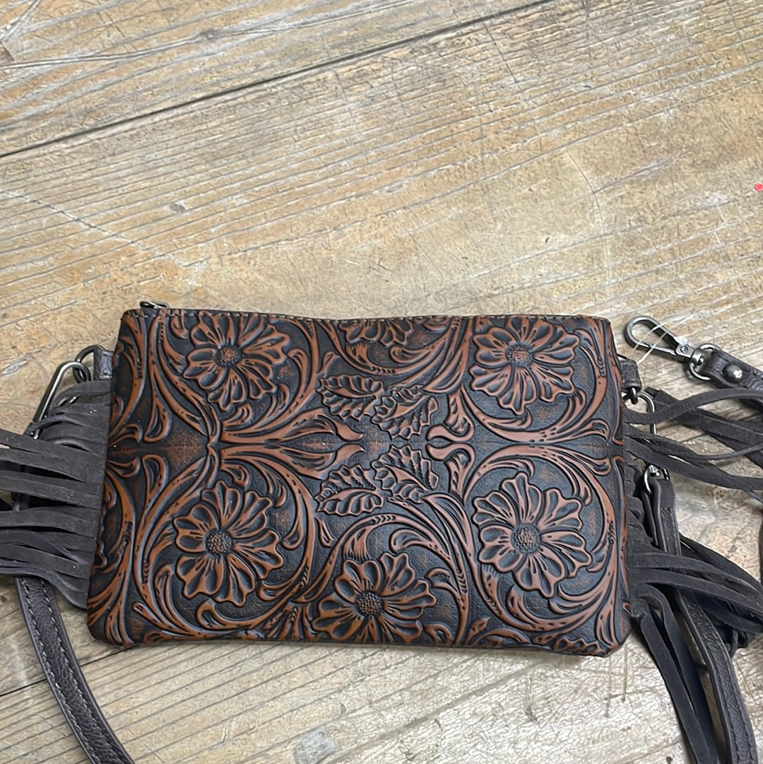 Montana West Tooled Clutch/Crossbody Brown