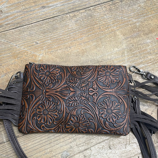 Montana West Tooled Clutch/Crossbody Brown