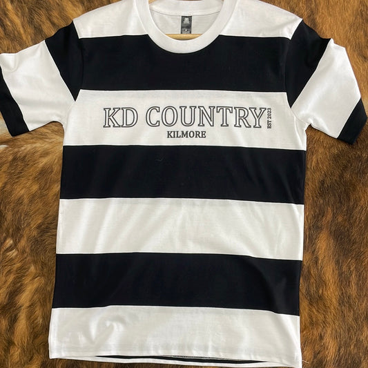 KD Country - Black/White Striped T-Shirt ADULT