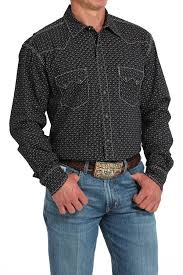 CINCH Mens Modern Fit Black Shirt