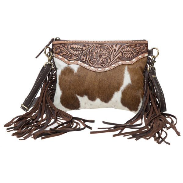 COWHIDE Tooled Leather/Cowhide Clutch/Bag AB70