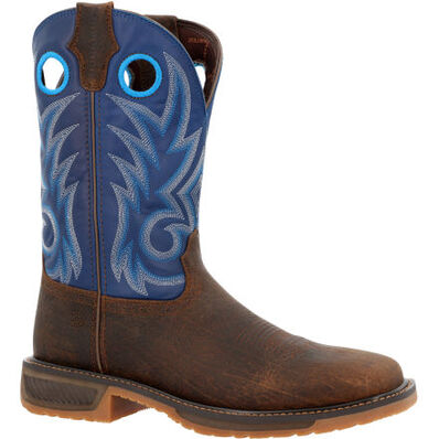 DURANGO® WORKHORSE™ WORN SADDLE AND DENIM BLUE WESTERN WORK BOOT