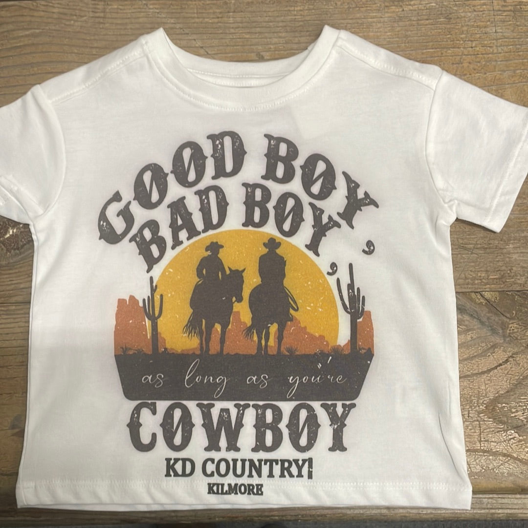 KD Country Tee Kids - Goodboy Badboy as long as your Cowboy