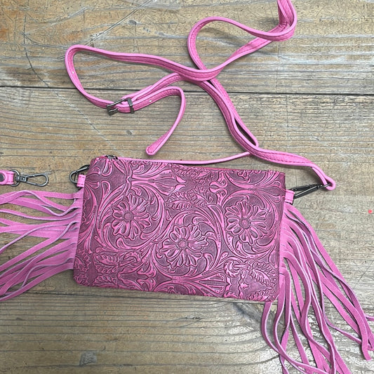 Montana West Tooled Clutch/Crossbody Pink