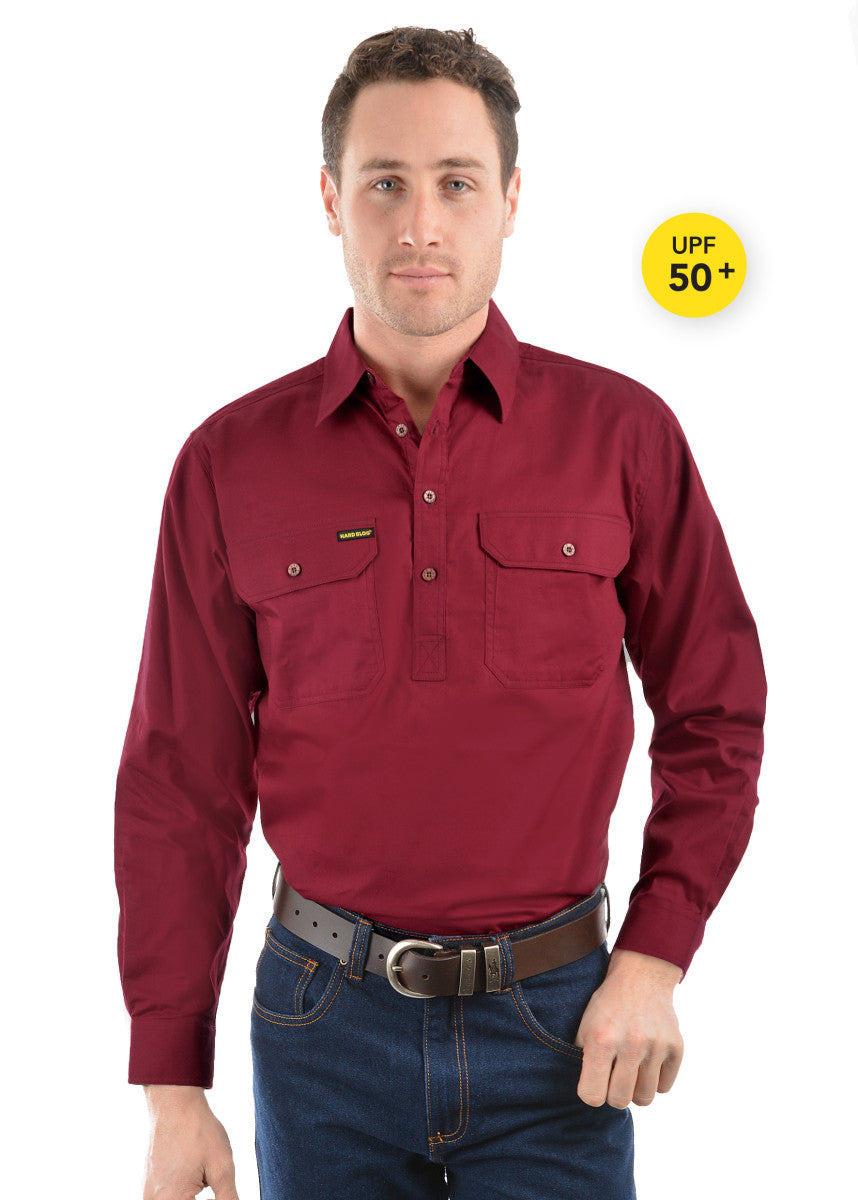 HARDSLOG Mens Half Button Workshirt