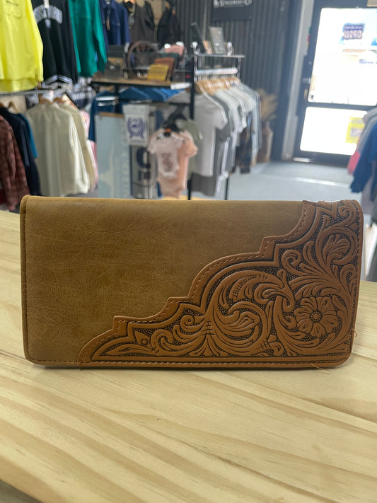 Montana West - Mens Wallet Light Tan Tooled