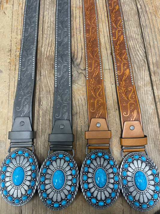 Belt - Dress Belt and Blue Buckle