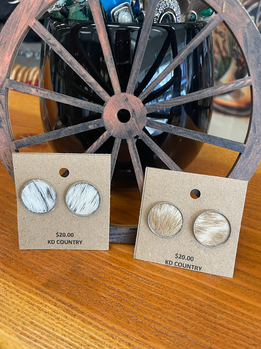 COWHIDE Earrings (Stainless Steal)