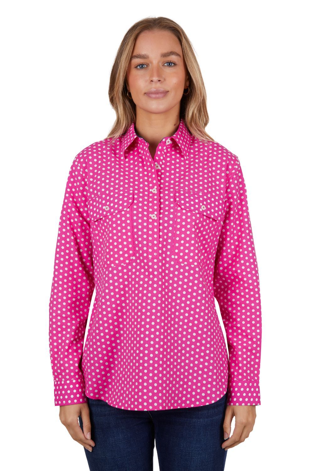 HARDSLOG Womens Kelly Half Button Shirt