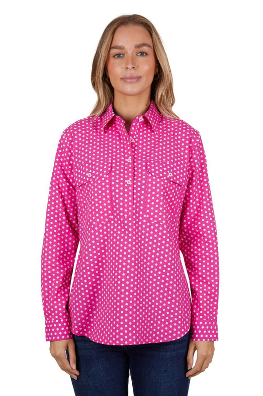 HARDSLOG Womens Kelly Half Button Shirt