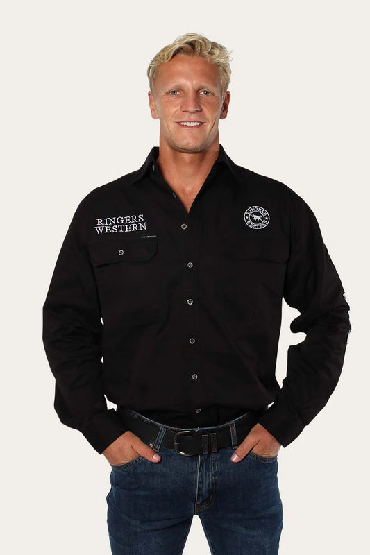RINGERS WESTERN Hawkeye Mens full button down black