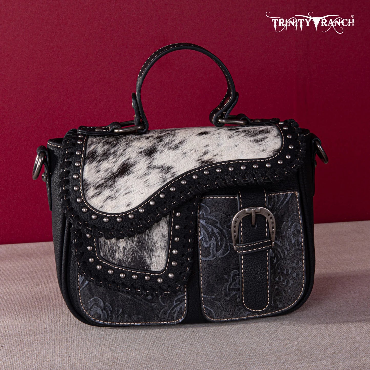 Trinity Ranch Cowhide Saddle Crossbody