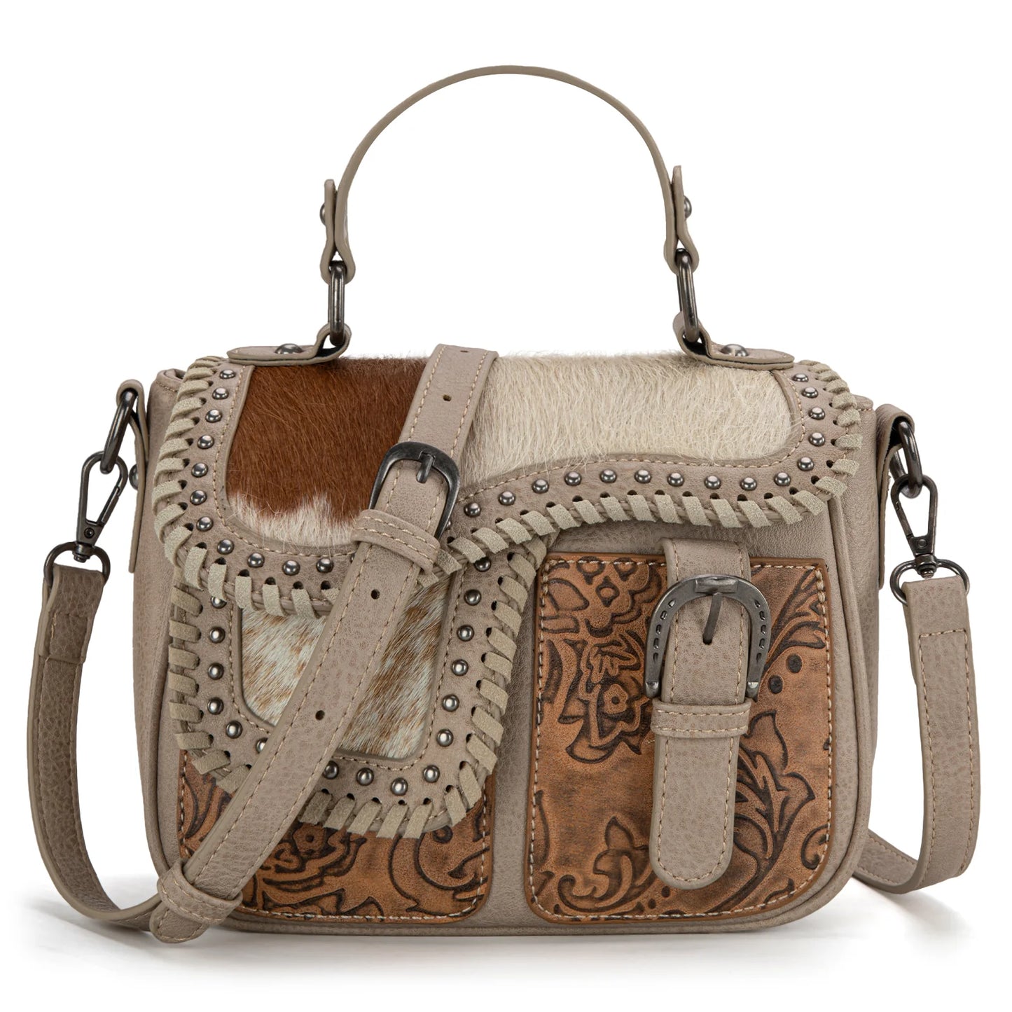 Trinity Ranch Cowhide Saddle Crossbody