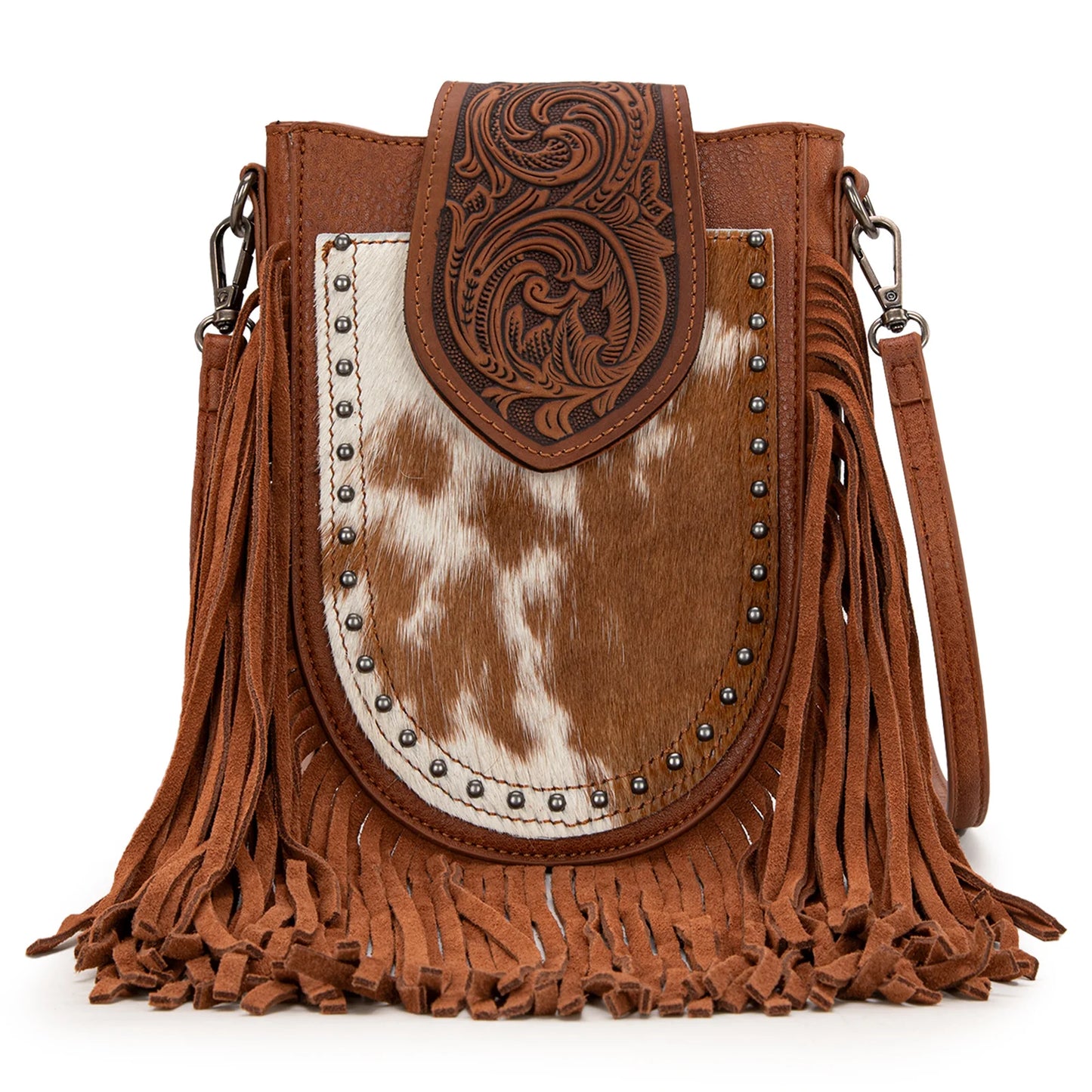 Trinity Ranch Genuine Cowhide Tooled Crossbody