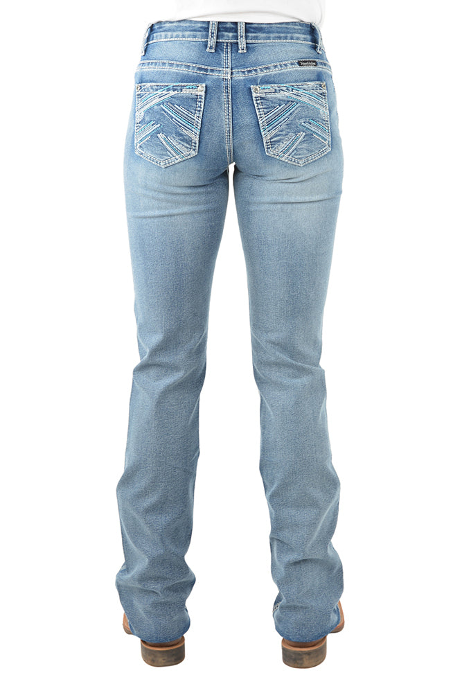 PURE WESTERN Womens Jeans - Crisscross Relax Rider Bootcut