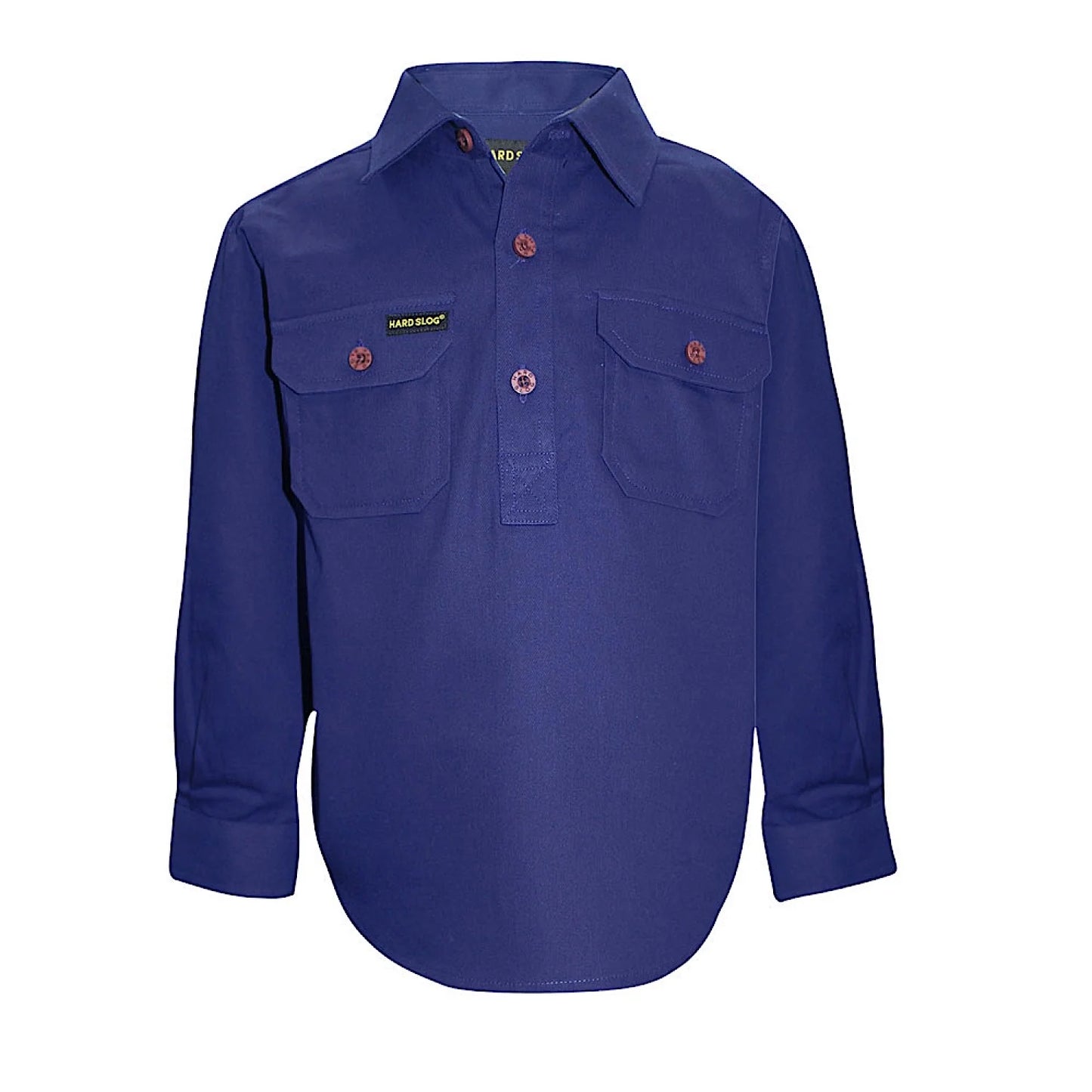 HARDSLOG Boys Half Button Shirt Blue