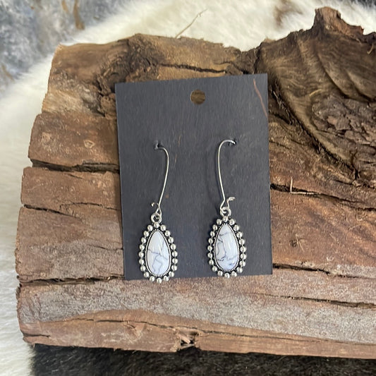 Earrings - White Teardrop 51