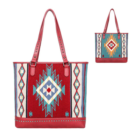 Montana West - Aztec Tapestry Tote (Double Sided Design) - Red