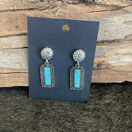 Earrings - Turquoise Rectangle 23