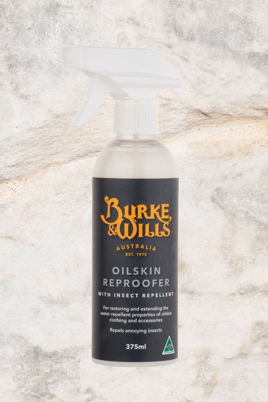 Burke & Wills Oilskin Reproofer with insect repellent.